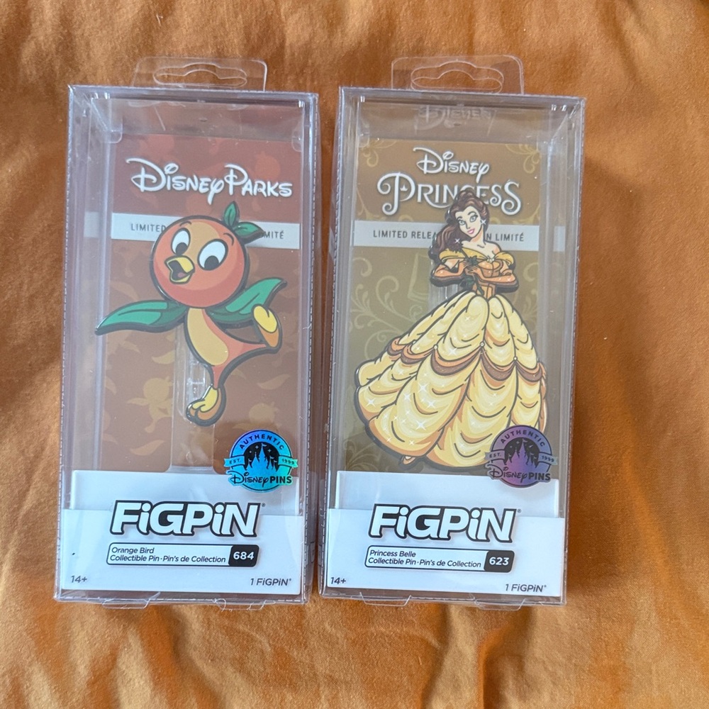 New in Box Disney FigPin Orange Bird and Belle BUNDLE 2